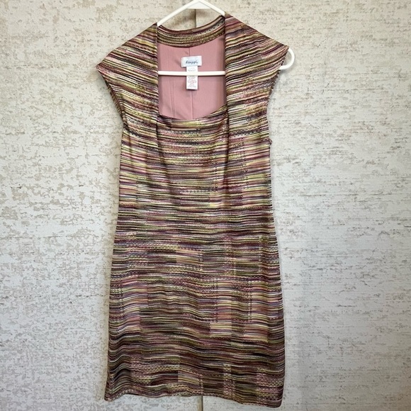Biaggi Knit Stretch knit Dress Square Neckline Sz L Multicolored Comfortable - Picture 1 of 15